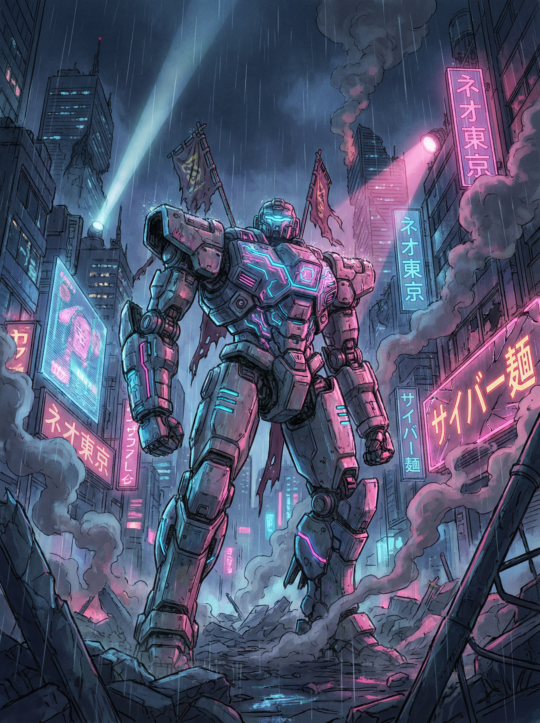 c7娱乐 - 巨型机甲赛博朋克概念艺术